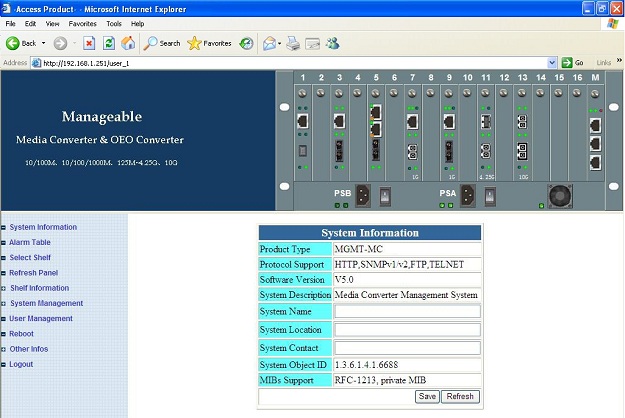 media converter and OEO web management